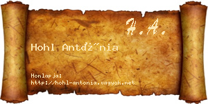 Hohl Antónia névjegykártya